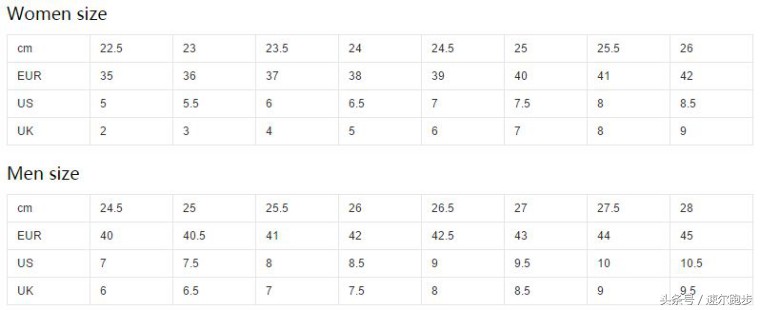 女士鞋子尺码对照表,如何选择合适的鞋码,鞋子尺码对照表